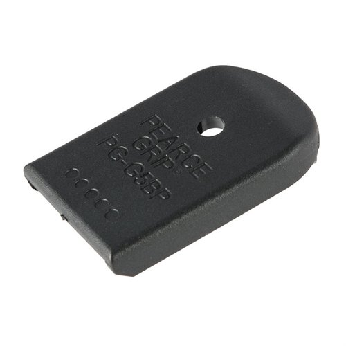 Upgrade your Glock Gen 5 grip with the Pearce Grip Enhanced Baseplate, filling the front cutout for improved comfort without altering magazine capacity.