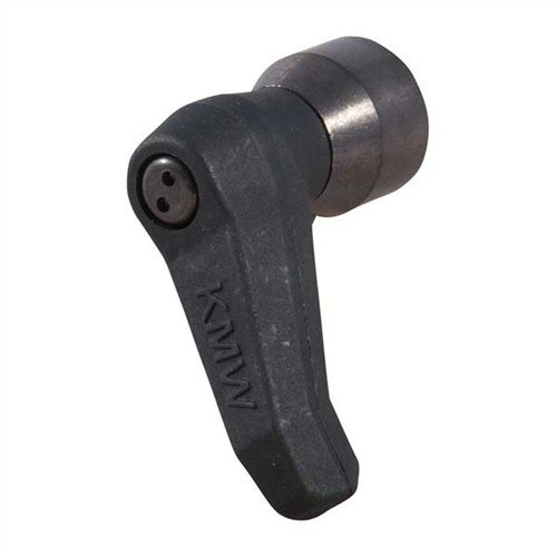 Easily lock or unlock your Harris bipod swivel with the KMW Lock Nut Pod-Loc, featuring a spring-loaded lever for effortless use and a protective dust shield.