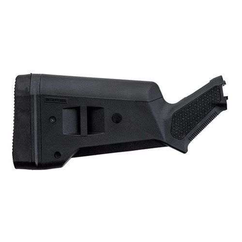 Enhance your Mossberg 500/590 with the Magpul SGA Buttstock; features adjustable LOP, recoil-reducing pad, and ambidextrous design for superior comfort.