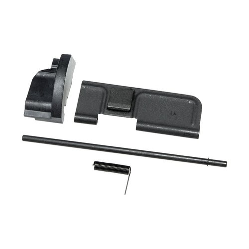 Upgrade your 9mm or .22LR build with the CMMG Ejection Port Cover Kit, featuring a steel cover and polymer gas deflector to minimize back blast and residue.