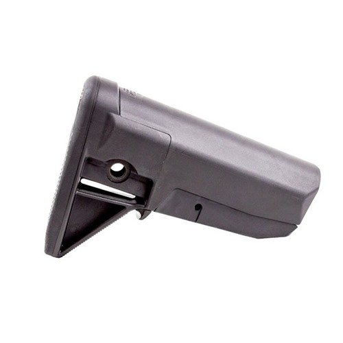 The BCMGUNFIGHTER Stock is a lightweight, durable polymer stock with a sleek design, ambidextrous QD swivel sockets, and a precision fit latch for reliable performance.