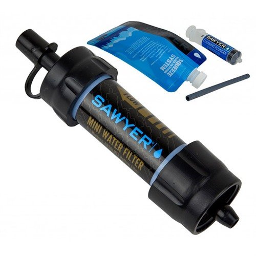 The Sawyer Mini Water Filter is lightweight at 2 oz, filters up to 100,000 gallons, is versatile for various uses, and requires no cartridge replacements.