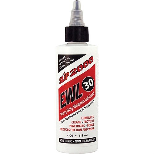 Slip 2000 EWL30 offers a thick, non-migrating CLP that reduces cleaning frequency, won't attract dirt, and contains no toxic ingredients, perfect for firearm care.