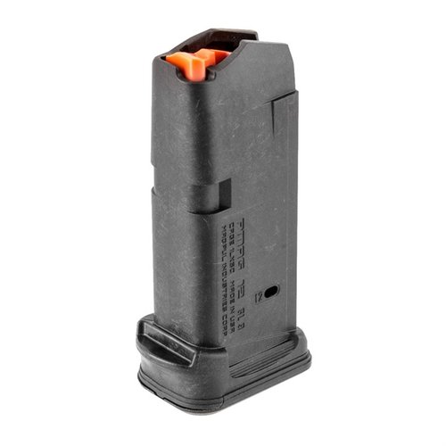 The MAGPUL PMAG12 GL9 for Glock 26 offers 12 rounds of capacity, textured grip, easy retrieval, and a removable floor plate for enhanced convenience.