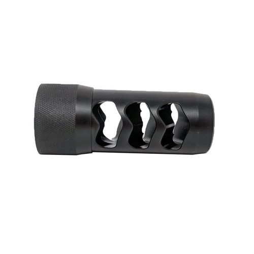 The Area 419 Hellfire Muzzle Brake reduces recoil, enhances control, features a self-timing design, and preserves rifle zero, available in matte-black or stainless.