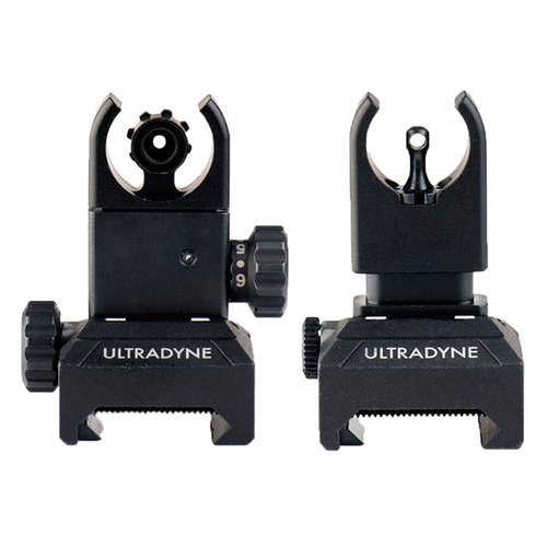 The Ultradyne C4 Folding Sight Combo offers Dynalign Technology for a concentric sight picture, robust construction, and easy field adjustments on any MIL-STD 1913 rail.