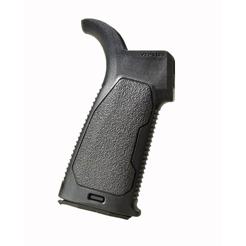 The Strike Industries AR-15 Enhanced Pistol Grip offers improved texture, ergonomic design, beaver tail comfort, and secure storage, perfect for extended use.