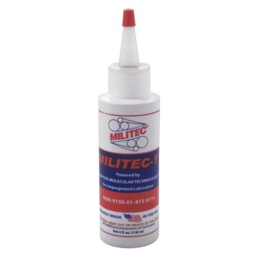 MILITEC-1 OIL offers self-lubricating protection, preventing jams and corrosion, while bonding to metal for reliable firearm performance in extreme conditions.