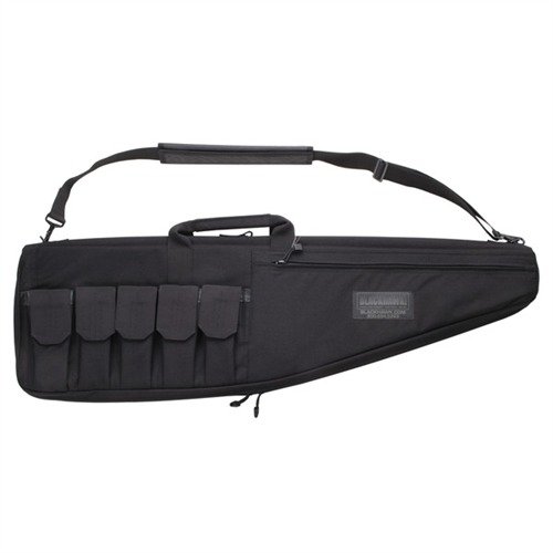 The BLACKHAWK 41" Tactical Rifle Case features durable 1000 denier Nytaneon nylon, added padding for protection, and multiple storage options for magazines and gear.