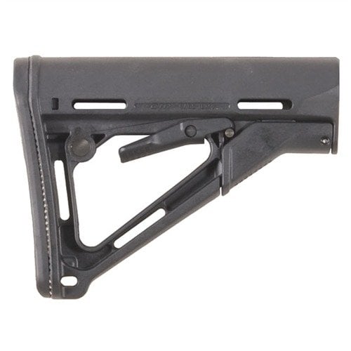 The MAGPUL CTR Stock offers a friction locking system for stability, quick LOP adjustments, and a durable nylon polymer body, ideal for tactical rifles.