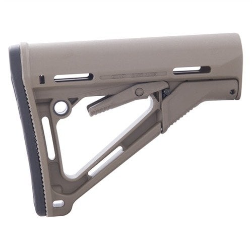 The MAGPUL CTR Stock offers a friction locking mechanism for stability, quick LOP adjustments, and a durable nylon polymer body, ensuring comfort and performance.