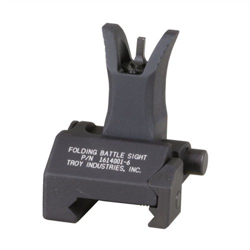 Enhance your shooting accuracy with the TROY Industries AR-15 Flip-Up Front Sight, featuring durable stainless steel and aluminum construction in sleek black finish.