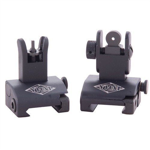 The Yankee Hill Machine AR-15 QDS Sight Set offers rugged, quick-deploy backup sights with a minimal folded profile, ensuring reliability and ease of use in tactical situations.