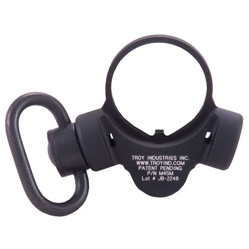 The TROY Industries M4 OEM Sling Mount offers secure, ambidextrous sling attachment with push-button QD swivels, made from durable aluminum and stainless steel.