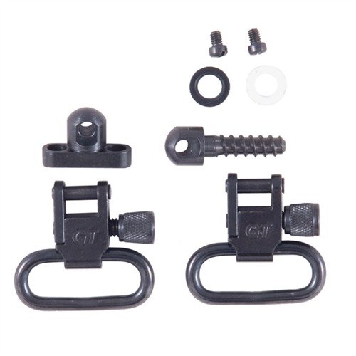 The GROVTEC US Shotgun Sling Swivel Set features a dependable all-steel design with a quick release system, including swivels, forend mount bracket, and RR stud.