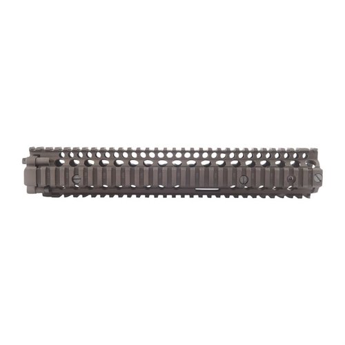 The Daniel Defense RIS II handguard offers a robust aluminum design, free-float barrel, and extensive MIL-STD 1913 rails for versatile accessory mounting.