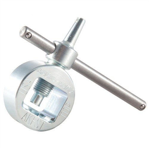 The MAGNA-MATIC AK Front Sight Tool offers precise windage and elevation adjustments, a sturdy clamp, and a versatile handle for all AK variants.