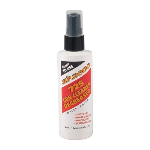 The SLIP 2000 725 Gun Cleaner is a powerful, water-based degreaser that cuts through tough grime, protects metals, and is safe for the environment.