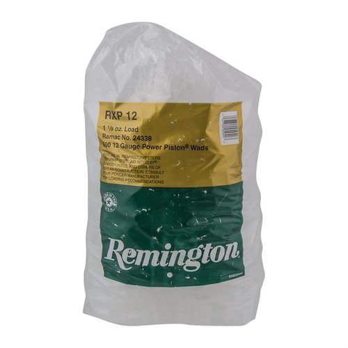 Remington 12 Gauge RXP12 wads feature a one-piece shot cup design for consistent performance, minimal fouling, and easy reloading; perfect for target and hunting loads.