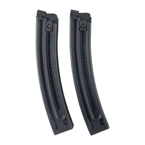 The ATI GSG-16 Magazines feature durable black polymer, 22-round capacity, easy loading assist, and round count windows for reliable performance.