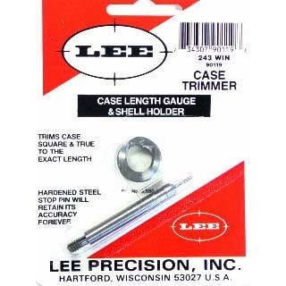 The LEE Precision Case Length Gauge for .243 Win ensures precise trimming and squaring of case mouths, enhancing your reloading accuracy when used with the Cutter and Lock Stud.