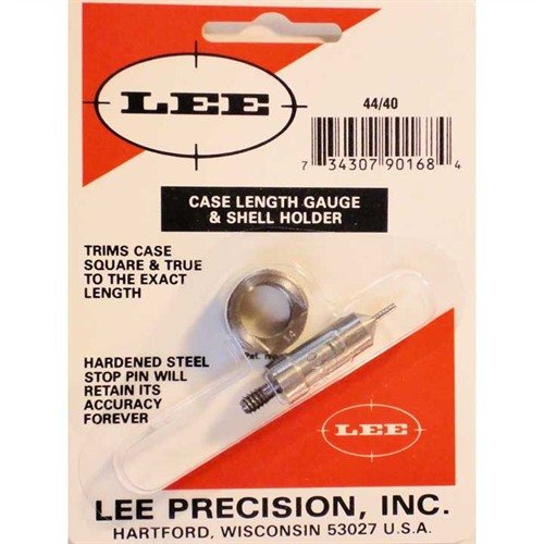 The LEE Precision Case Length Gauge for 44/40 WCF offers precise trimming and squaring of case mouths, ensuring optimal performance when used with the Cutter and Lock Stud.