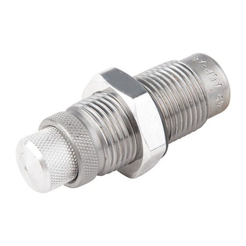 The LEE Precision .45 ACP Carbide Factory Crimp Die ensures reliable chambering, quick crimp adjustments, and eliminates the need for case lube for efficient reloading.