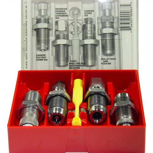 The LEE Precision 44 Special Carbide 4-Die Set includes essential dies for easy reloading, featuring a Carbide Factory Crimp Die for improved setup and finish sizing.