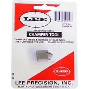 The LEE Precision Chamfer Tool efficiently chamfers and deburs case necks, removes crimp from primer pockets, and is made of hardened steel for fast, chatter-free cutting.