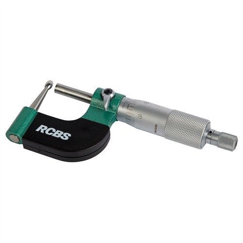 The RCBS Vernier Ball Micrometer offers precise case neck thickness measurement with a range of 0-1