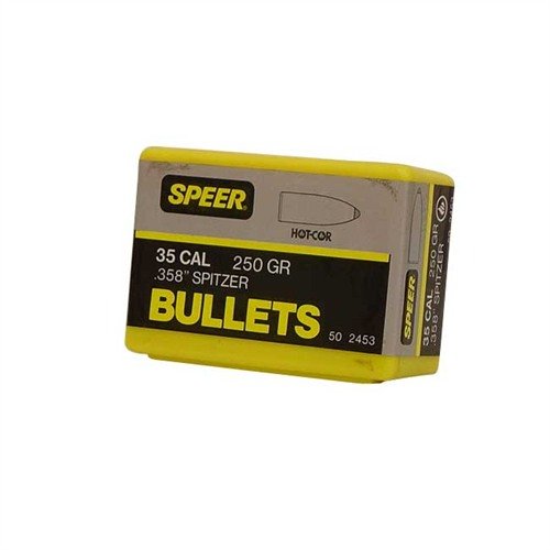 Experience exceptional accuracy and consistent performance with Speer Hot-Cor 35 Caliber Spitzer Bullets, crafted for reliability and precision in every shot.