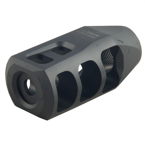 The Precision Armament M11 Muzzle Brake offers superior recoil management, minimal dust signature, and enhanced accuracy for .308/7.62mm rifles with 5/8-24 threads.