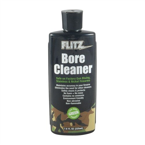 Flitz Bore Cleaner effectively removes copper, lead, and powder fouling while being safe for all finishes, making it an eco-friendly choice for firearm maintenance.