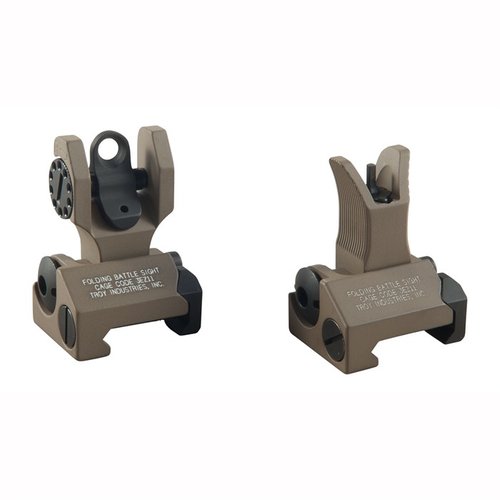 TROY Industries AR-15 Flip-Up Sight Set offers rugged, reliable backup with easy flip-up functionality, secure locking, and precise windage adjustments.