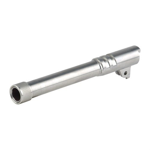 Upgrade your 1911 with Nighthawk Custom's Match Grade Threaded Barrel, featuring durable 416 stainless steel, precision engineering, and a .578x28 thread pitch.