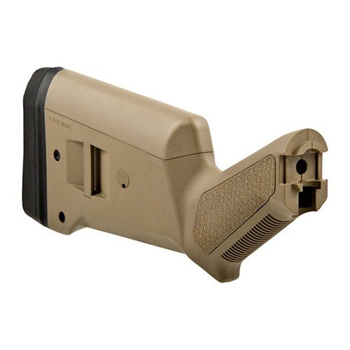 Enhance your Mossberg 500/590 with the ambidextrous Magpul SGA Buttstock, featuring adjustable length of pull, recoil reduction, and ergonomic grip.