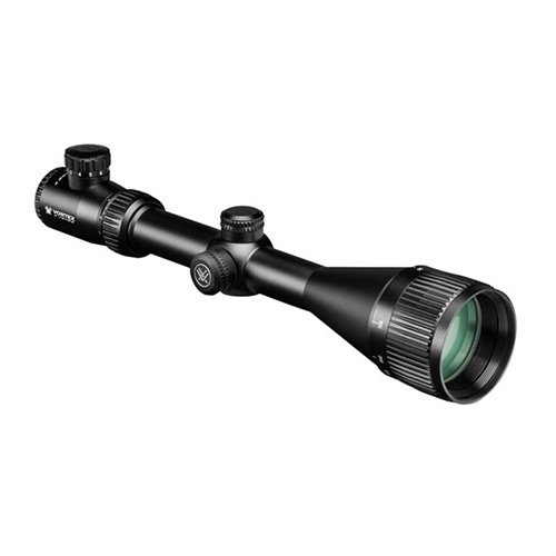 The Vortex Crossfire II 3-12x56 AO SFP scope features fully multi-coated optics, illuminated reticle, and rugged construction for low-light hog hunting.