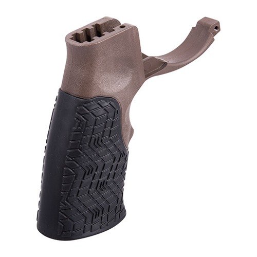 The Daniel Defense Pistol Grip offers enhanced comfort with its ergonomic design, soft touch overmold, and built-in trigger guard, perfect for AR15/M16 receivers.