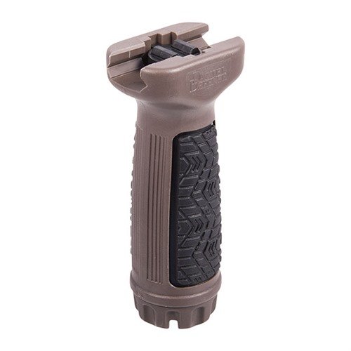 The Daniel Defense Vertical Foregrip offers enhanced comfort with a soft touch overmolded grip, mounts on Picatinny rails, and includes water-tight storage.