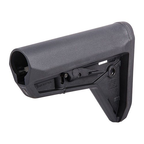 The MAGPUL MOE-SL Stock offers a slim design, easy adjustments, anti-rattle fit, and non-slip pad for comfort and stability, optimized for body armor use.