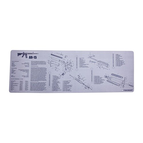Protect your firearm with the TEK MAT LONG GUN CLEANING MAT, featuring a soft polyester top, non-slip neoprene backing, and an exploded parts diagram for easy reference.
