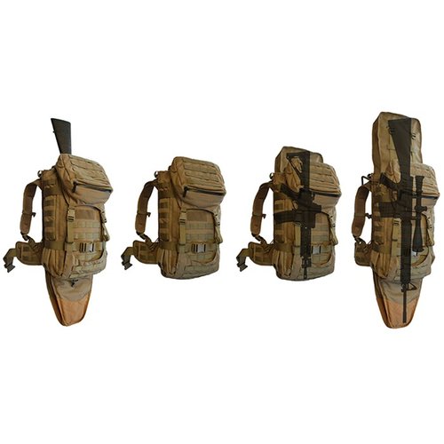 The Eberlestock Gunslinger II Pack offers 2,700 cubic inches of versatile storage, a scabbard for firearms, and an Intex-II frame for optimal support.