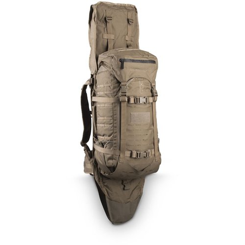 The Eberlestock Gunslinger II Pack offers 2,700 cubic inches of versatile storage, a scabbard for firearms or tech, and a robust Intex-II frame for optimal support.