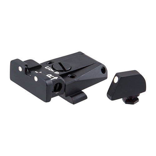 Enhance your Glock® with the L.P.A. adjustable sight set featuring durable steel construction, micrometric adjustments, and a secure tapered dovetail design.
