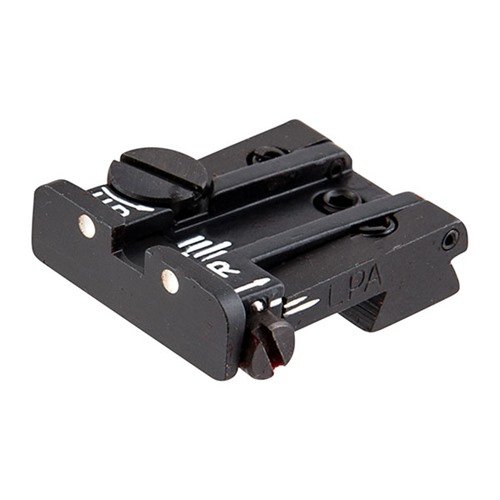Upgrade your Colt with the L.P.A. adjustable rear sight for easy windage and elevation adjustments, fitting existing dovetail slots without milling.