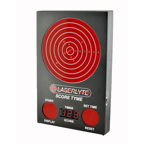 Enhance your shooting skills with the LaserLyte Score Tyme Target, featuring 147 LEDs, 3 timer speeds, and a 3-digit display for scoring shots from 4-10 points.