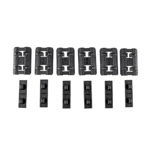 Enhance your M-LOK setup with Magpul's low-profile, textured Rail Covers for improved grip, custom colour options, and snag-free design—6 panels included.