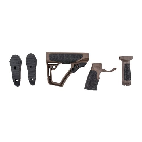 The Daniel Defense AR-15 Furniture Set offers a durable, adjustable buttstock with minimal play, ergonomic pistol grip, and waterproof storage for enhanced control.