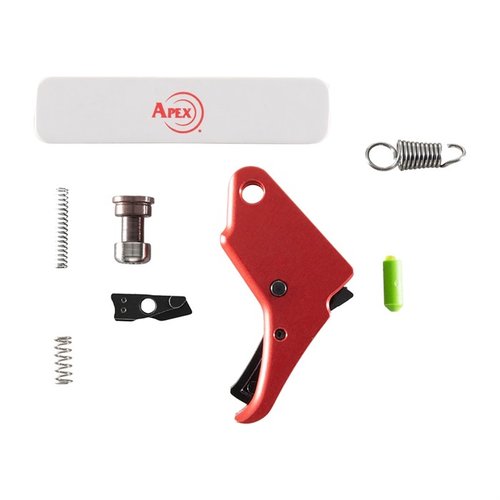 Enhance your M&P Shield with the Apex Tactical Red Trigger Kit, featuring reduced pre-travel, a smoother pull, and a drop-in design for easy installation.