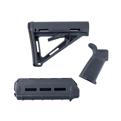 Upgrade your rifle effortlessly with the Magpul MOE Furniture Set, featuring a Mil-Spec stock, carbine forend, and grip, available in multiple colours.